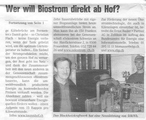 Artikel in Uster Nachrichten